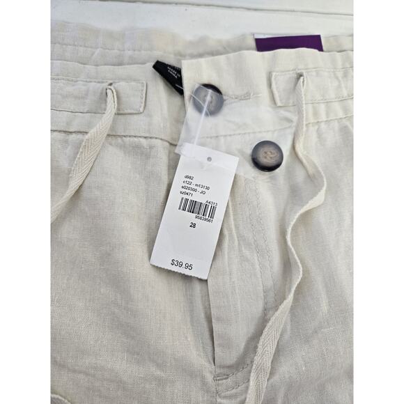 Lane Bryant Linen Shorts Chino Flat Front Pockets Stretch Khaki Sz 28 NWT - Picture 3 of 6